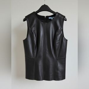 Black Sleeveless Leather Top